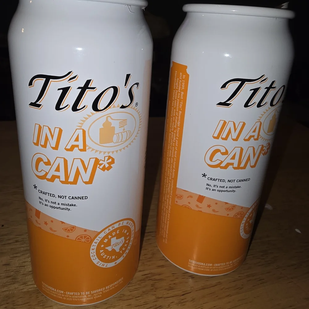 NEW Lot Of 2 Tito's Vodka for Dog People Pet Bandana Sticker & Decorative Can